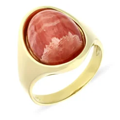 Rhodochrosit-Ring Gelbgold