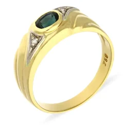 Saphir-Ring Gelbgold teil-rhodiniert