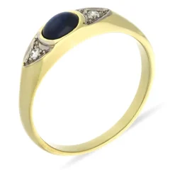 Saphir-Ring Gelbgold teil-rhodiniert