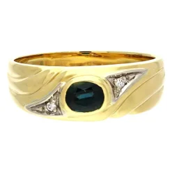 Saphir-Ring Gelbgold teil-rhodiniert