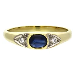 Saphir-Ring Gelbgold teil-rhodiniert