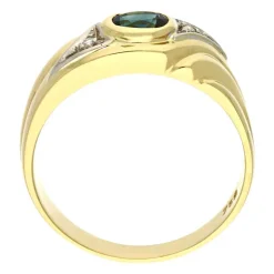 Saphir-Ring Gelbgold teil-rhodiniert