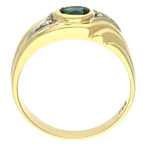 Saphir-Ring Gelbgold teil-rhodiniert