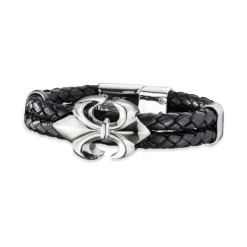 Save Brave, Armband Leder/Edelstahl silber "Victor"