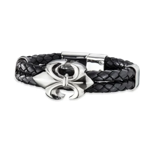 Save Brave, Armband Leder/Edelstahl silber "Victor"