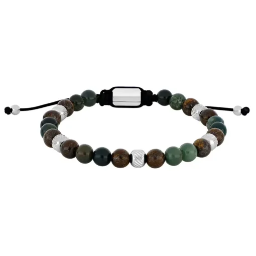 Son of Noa Moosachat/Titaneisenerz/Bronzit-Armband Edelstahl