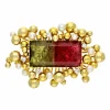 Turmalin-Brosche Gelbgold