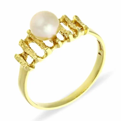 Zuchtperlen-Ring Gelbgold